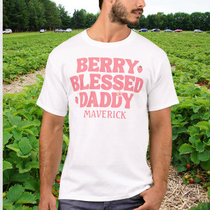 Schattige Aardbei Bes Zegenende Daddy Roze Verjaar T-shirt