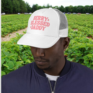 Schattige Aardbei Bescheiden Papa Roze Verjaardag Trucker Pet
