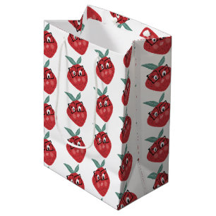 Schattige aardbei cartoon handgetekende krabbel    medium cadeauzakje