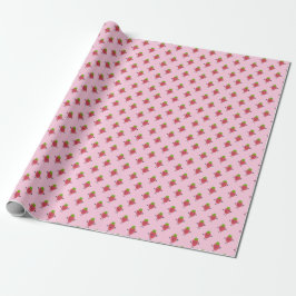 Schattige Aardbei Kawaii Bes Zoet Cadeaupapier