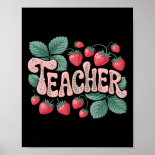 Schattige aardbei lerares poster