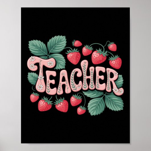 Schattige aardbei lerares poster (Voorkant)