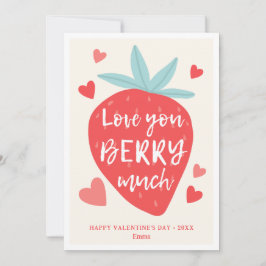 Schattige Aardbei Liefde Bes Hartjes Valentijnsdag Feestdagenkaart