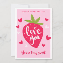 Schattige Aardbei Liefde Bes Zoete Hartjes Valenti Feestdagenkaart