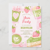 Schattige aardbei matcha zoet  kaart (Voorkant)