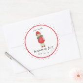Schattige  aardbei meisje ronde sticker (Envelop)