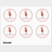 Schattige  aardbei meisje ronde sticker (Vel)