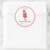 Schattige  aardbei meisje ronde sticker (Tas)