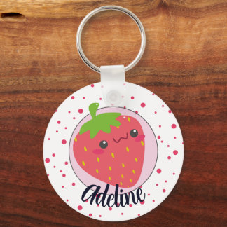 Schattige Aardbei Stippen Persoonlijk Sleutelhanger