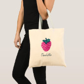 Schattige Aardbei Vrucht Aangepaste Naam Tote Bag (Voorkant (product))