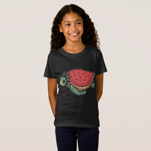 Schattige Aardbei Zee Schildpad Schattige Oceaan D T-shirt (Voorkant volledig)