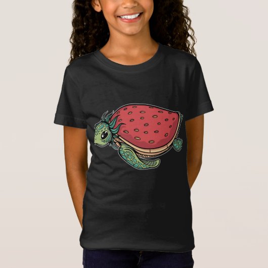 Schattige Aardbei Zee Schildpad Schattige Oceaan D T-shirt (Voorkant)