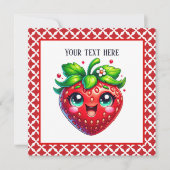 Schattige aardbeien festivalfeest kaart (Voorkant)
