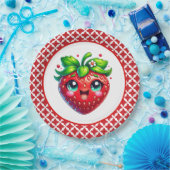 Schattige aardbeien festivalfeest papieren bordje (Feest)