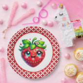 Schattige aardbeien festivalfeest papieren bordje (Feest)