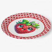 Schattige aardbeien festivalfeest papieren bordje (Gekanteld)