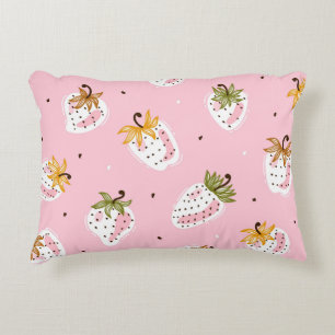 Schattige Aardbeien Fruit Behang Accent Kussen