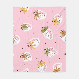 Schattige Aardbeien  Fruit Behang Fleece Deken