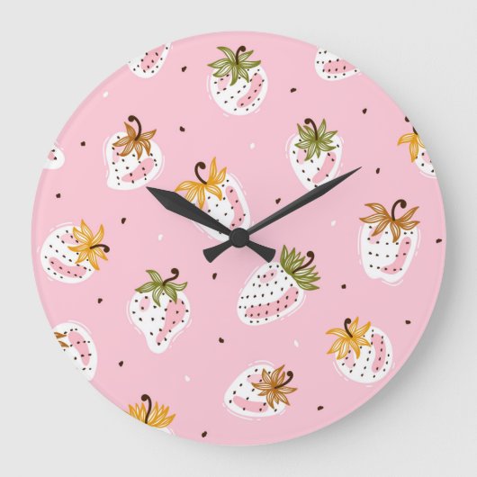 Schattige Aardbeien  Fruit Behang Grote Klok (Voorkant)