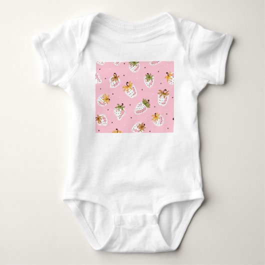 Schattige Aardbeien Fruit Behang Romper (Voorkant)