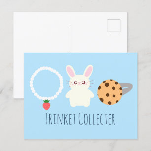 Schattige aardbeien Ketting, konijn en ring Briefkaart