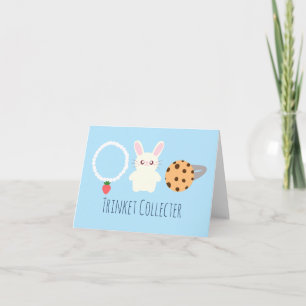 Schattige aardbeien Ketting, konijn en ring Kaart