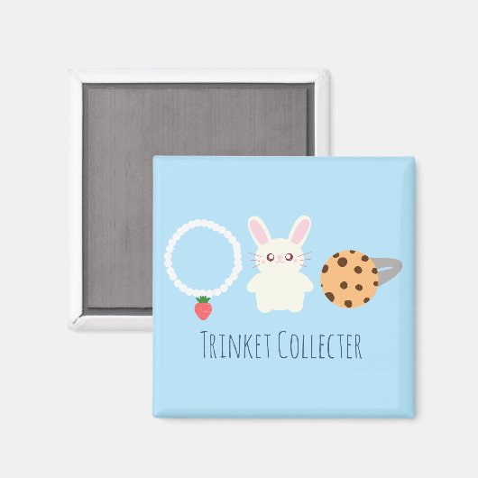 Schattige aardbeien Ketting, konijn en ring Magneet (Voorkant / Achterkant)