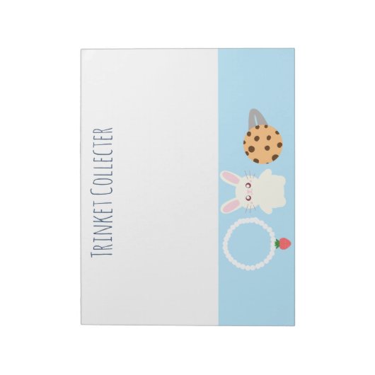 Schattige aardbeien Ketting, konijn en ring Notitieblok (Linkerzijde)