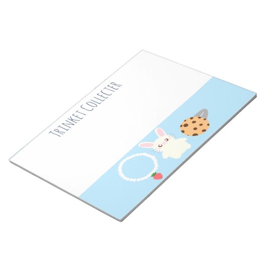 Schattige aardbeien Ketting, konijn en ring Notitieblok (Schuin)