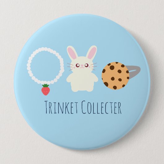 Schattige aardbeien Ketting, konijn en ring Ronde Button 4,0 Cm (Voorkant)