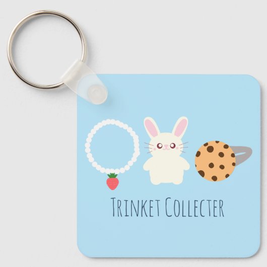 Schattige aardbeien Ketting, konijn en ring Sleutelhanger (Voorkant)