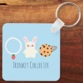 Schattige aardbeien Ketting, konijn en ring Sleutelhanger (Achterkant)