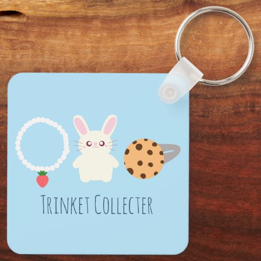 Schattige aardbeien Ketting, konijn en ring Sleutelhanger (Achterkant)