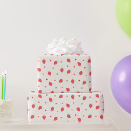 Schattige Aardbeien Liefde Besjes Harten Valentijn Cadeaupapier
