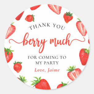Schattige aardbeien meisje verjaardag dank u Berry Ronde Sticker