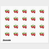 schattige aardbeien ronde sticker (Vel)