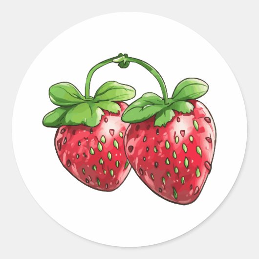 schattige aardbeien ronde sticker (Voorkant)