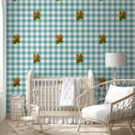 Schattige  Aardbeienblauw Plaid Behang