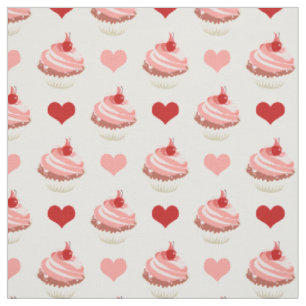 schattige aardbeiencupjes en harten stof