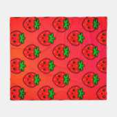 Schattige aardbeienpatroon met lachende gezichten  fleece deken (Voorkant (Horizontaal))