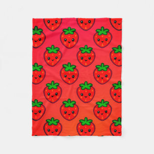 Schattige aardbeienpatroon met lachende gezichten  fleece deken