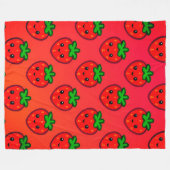 Schattige aardbeienpatroon met lachende gezichten  fleece deken (Voorkant (Horizontaal))