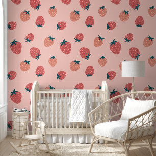 Schattige aardbeienpatroon naadloos behang