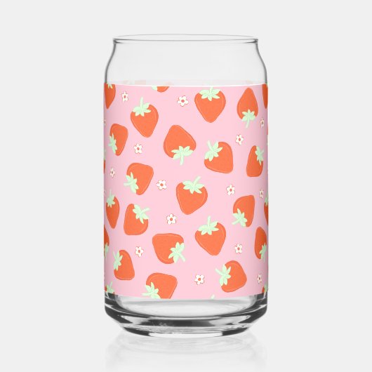 Schattige aardbeienroze patroon blikvorm glas (Voorkant)