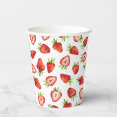 Schattige aardbeienverjaardagsfeestje papieren bekers (Achterkant)