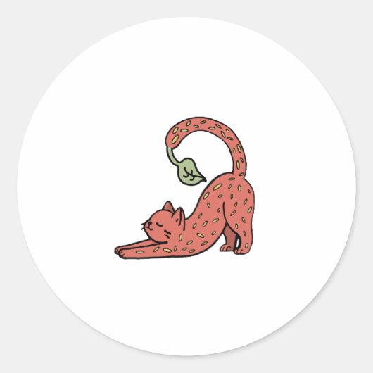 Schattige aardbeikat 🐈🍓 ronde sticker (Voorkant)