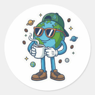 Schattige Aarde Dag 2026 Koffie Sticker