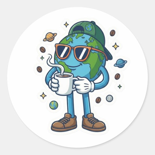 Schattige Aarde Dag 2026 Koffie Sticker (Voorkant)