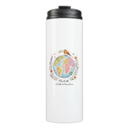 Schattige Aarde Dag Thermische Waterverf Tumbler - Thermosbeker