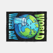 Schattige aarde drinkwater wereld waterdag fleece deken (Voorkant (Horizontaal))